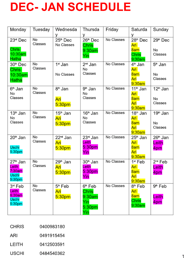 Schedule